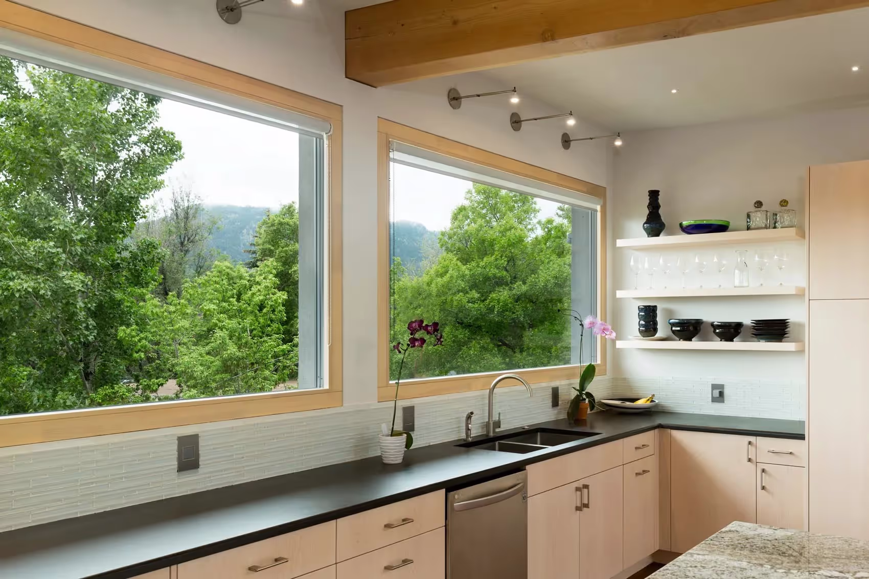Zola fixed windows framing a view
