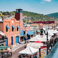 Historic Main Street in Park City, Utah, on a summer afternoon